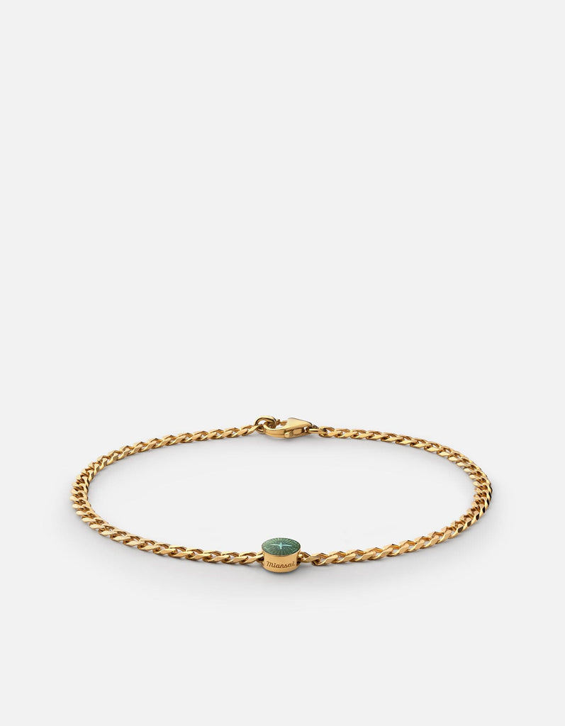 Miansai Bracelets Dove Type Chain Bracelet, Gold Vermeil No Letter / Teal / S / Monogram: No