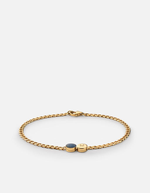 Miansai Bracelets Eye of Time Type Chain Bracelet, Gold Vermeil/Blue 1 Letter / Blue / S / Monogram: Yes