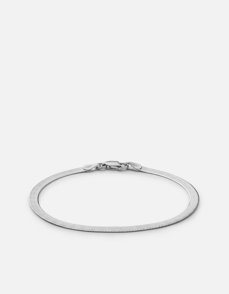Miansai Bracelets 3mm Herringbone Bracelet, Sterling Silver Polished Silver / S