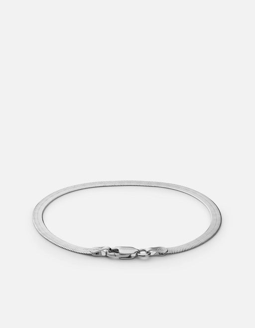 Miansai Bracelets 3mm Herringbone Bracelet, Sterling Silver Polished Silver / S