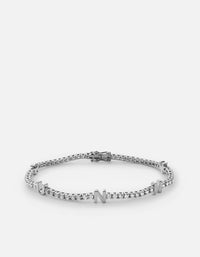 Miansai Signature Tennis Bracelet, 14k Gold Pavé Polished White 14k Gold/Pave/1 Letter / S / Monogram: Yes