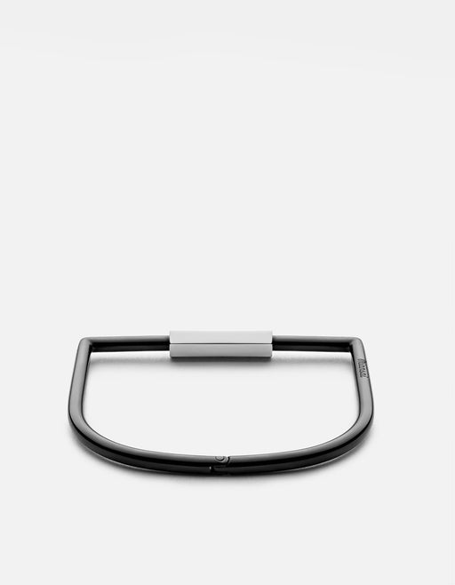 Miansai Cuffs Bare Cuff, Jet Black w/Silver Tone Hex Nut, Polished Jet Black/Silver / S