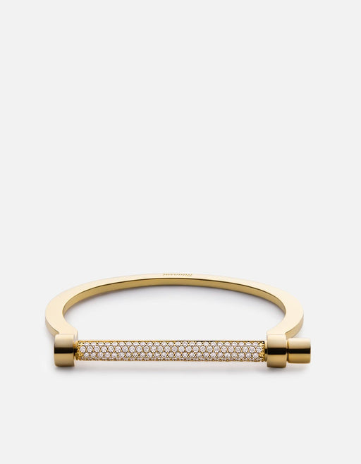 Miansai Cuffs Thin Modern Screw Cuff, 14k Gold Pavé Polished Gold/Pave / S
