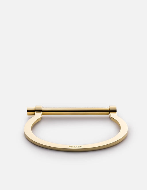 Miansai Cuffs Thin Modern Screw Cuff, 14k Gold Pavé Polished Gold/Pave / S