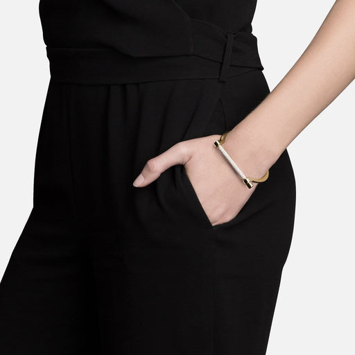 Miansai Cuffs Thin Modern Screw Cuff, 14k Gold Pavé Polished Gold/Pave / S