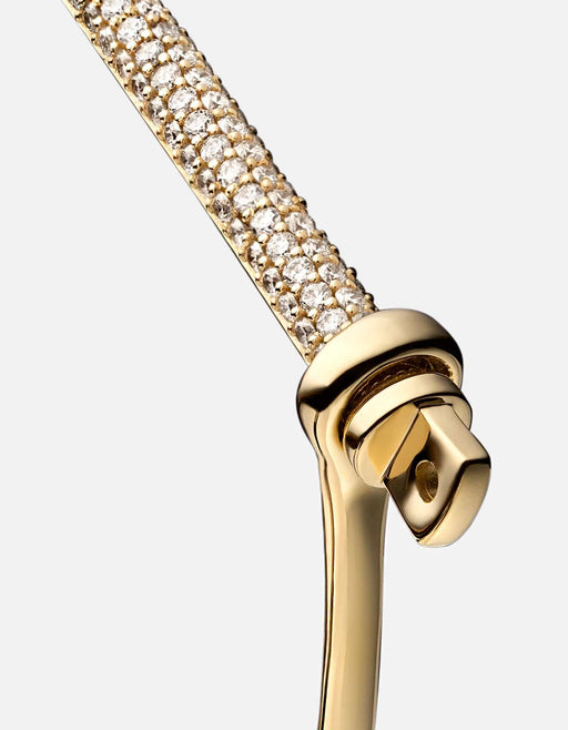 Miansai Cuffs Thin Screw Cuff, 14k Gold Pavé Bar Polished 14k Gold/Pave / S