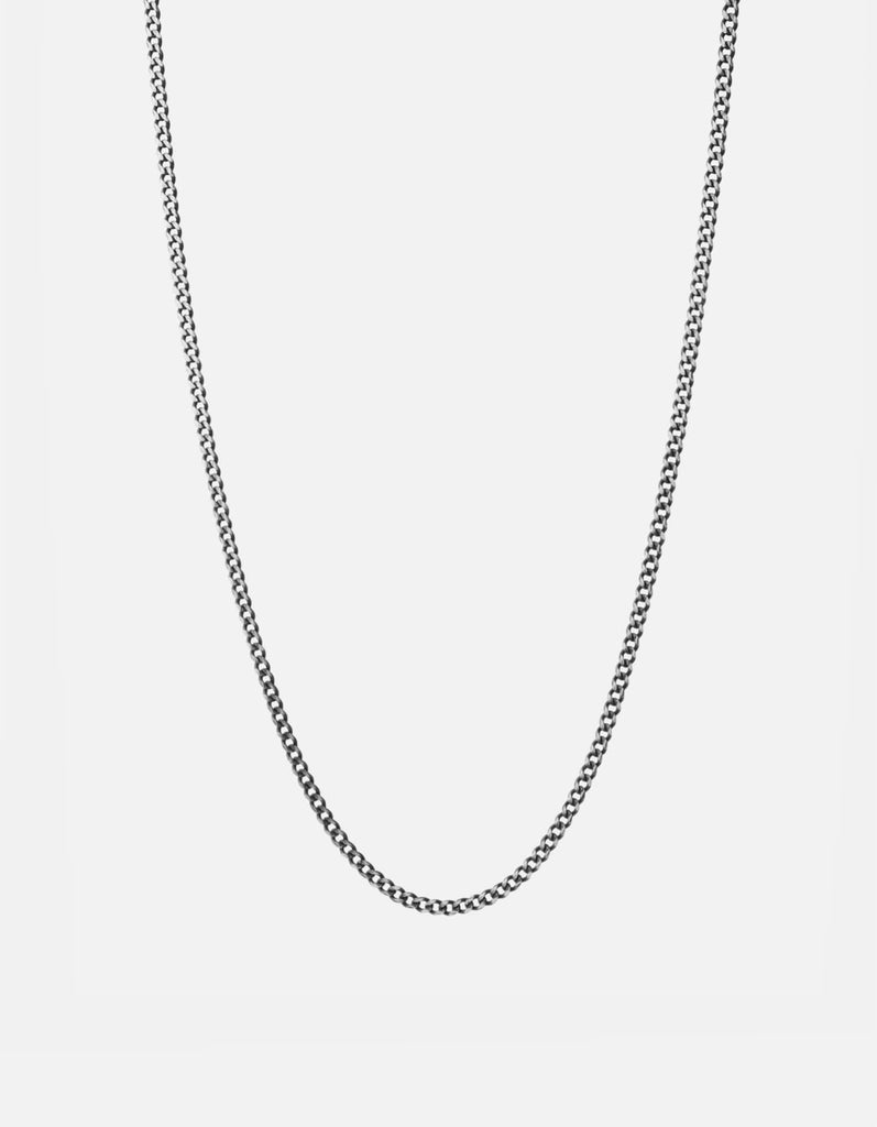 Miansai Necklaces 3mm Cuban Chain Necklace, Sterling Silver Oxidized Brushed / 24 in.