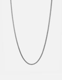 Miansai Necklaces 3mm Cuban Chain Necklace, Sterling Silver Oxidized Brushed / 24 in.