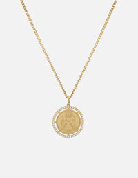 Miansai Necklaces Test of Time Necklace, Gold Vermeil/Sapphire Matte Gold/White Sapphire / 21 in. / Monogram: No