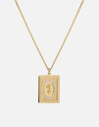 Miansai Necklaces Poppy Frame Necklace, Gold Vermeil/Sapphire Polished Gold/White Sapphire / 21 in.