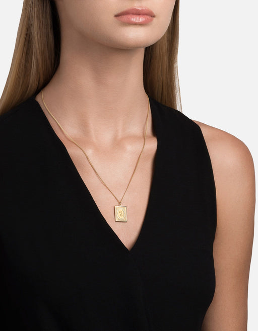 Miansai Necklaces Poppy Frame Necklace, Gold Vermeil/Sapphire Polished Gold/White Sapphire / 21 in.