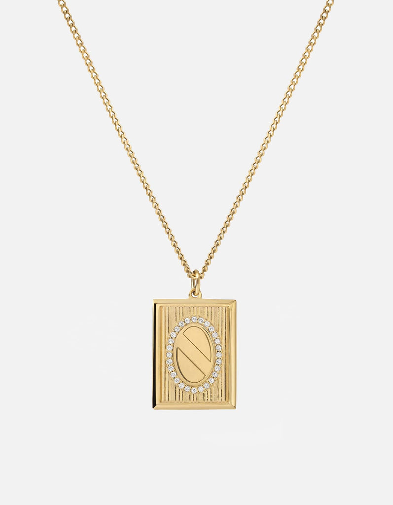 Miansai Necklaces Frame Necklace, Gold Vermeil/Sapphire Polished Gold/White Sapphire / 21 in.