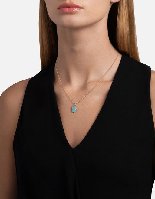 Miansai Necklaces Lennox Blue Agate Necklace, Gold Vermeil