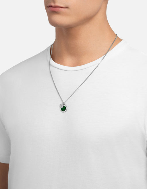 Miansai Necklaces Saint Christopher Surf Necklace, Sterling Silver/Emerald Green