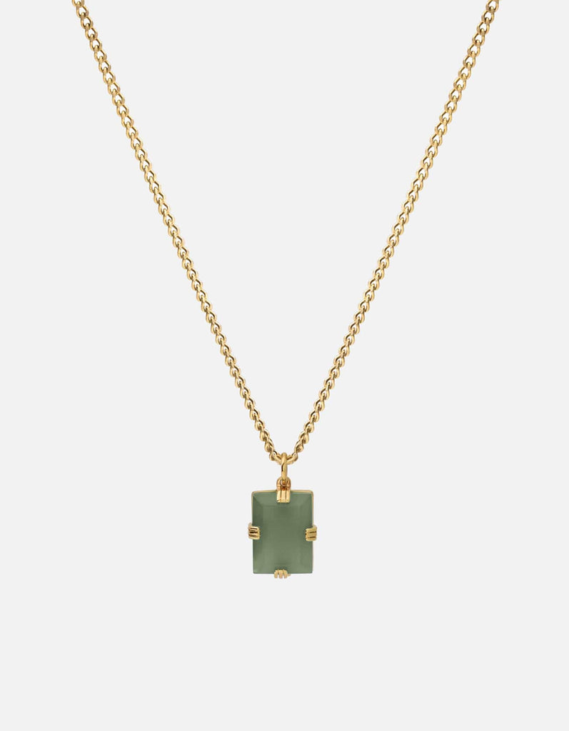 Miansai Necklaces Lennox Jasper Green Necklace, Gold Jasper Green/14k Gold / 24 in. / Monogram: No