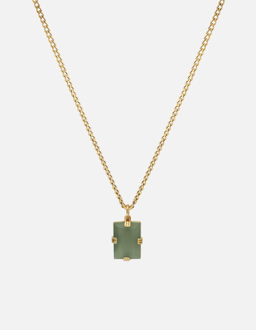 Miansai Necklaces Lennox Jasper Green Necklace, Gold Jasper Green/14k Gold / 24 in. / Monogram: No