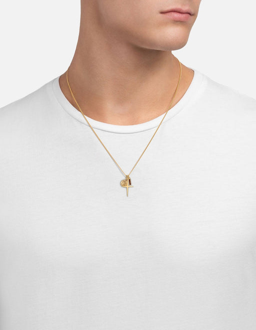 Miansai Necklaces Aegis Trilogy Garnet Necklace, Gold Vermeil