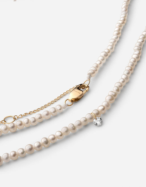 Miansai Necklaces Nava Pearl Necklace, 14k Gold Pavé Polished Yellow Gold w/Pearl / 15-18 in.