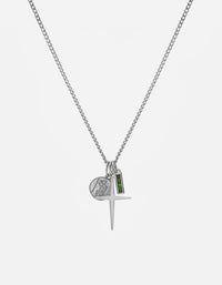 Miansai Necklaces Aegis Trilogy Agate Necklace, Sterling Silver Green / 21 in.