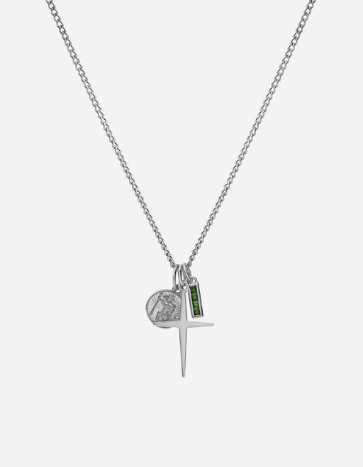 Miansai Necklaces Aegis Trilogy Agate Necklace, Sterling Silver Green / 21 in.