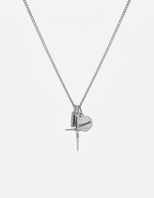 Miansai Necklaces Aegis Trilogy Agate Necklace, Sterling Silver Green / 21 in.
