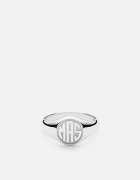 Miansai Rings Signet Ring, Sterling Silver/3 Letter Polished Silver / 10 / Monogram: Yes