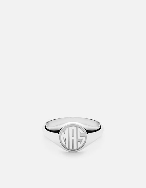 Miansai Rings Signet Ring, Sterling Silver/3 Letter Polished Silver / 10 / Monogram: Yes