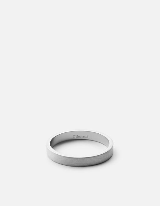 Miansai Rings 3mm Silver Band, Matte Sterling Silver Matte Silver / 10 / Monogram: No
