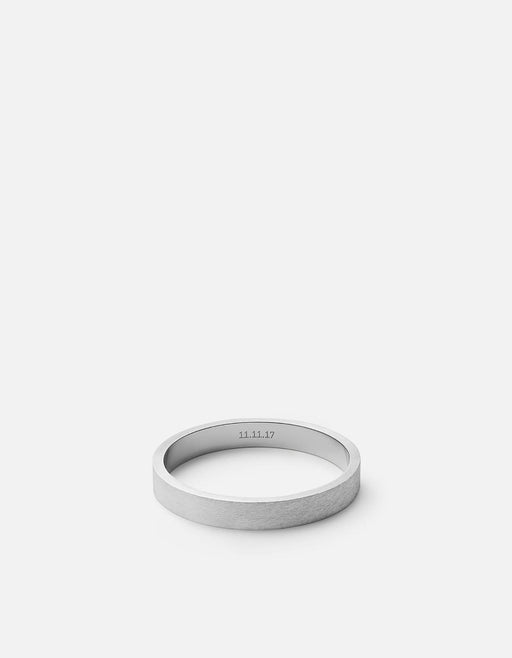 Miansai Rings 3mm Silver Band, Matte Sterling Silver Matte Silver / 10 / Monogram: Yes