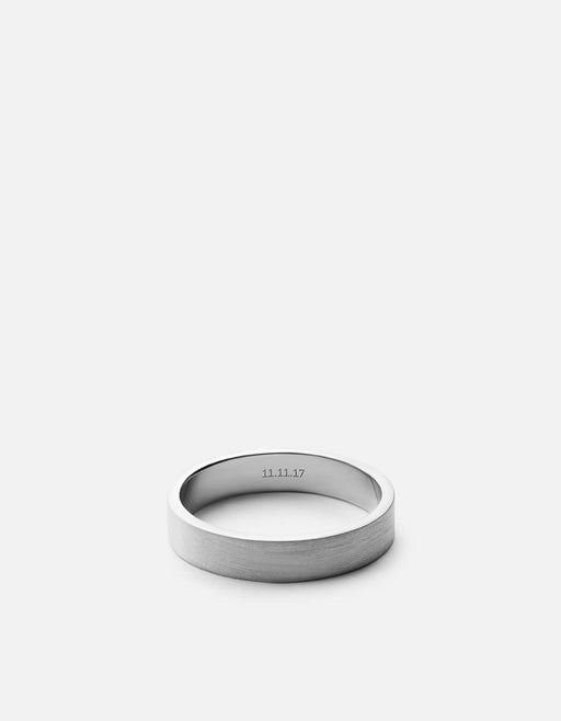 Miansai Rings 4mm Silver Band, Matte Silver Matte Silver / 10 / Monogram: Yes