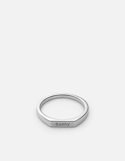 Miansai Rings Thin Geo Ring, Sterling Silver Polished Silver / 10 / Monogram: Yes