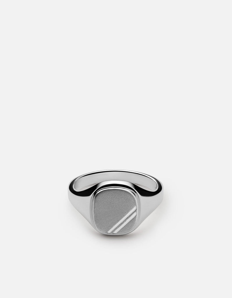 Miansai Rings Square Step Ring, Sterling Silver/White Enamel White / 8 / Monogram: No