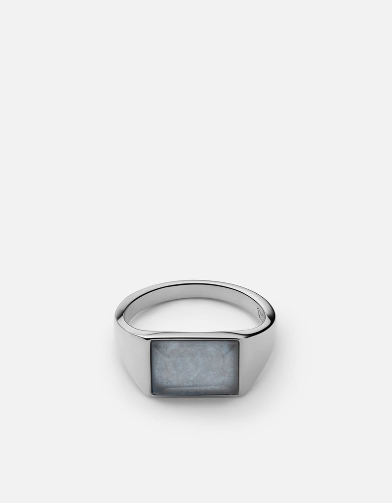Miansai Rings Lennox Chalcedony Ring, Sterling Silver Blue / 8