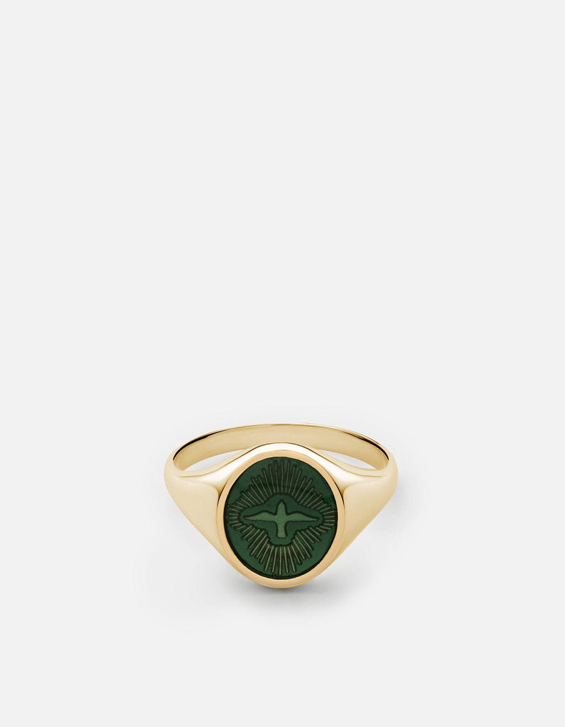 Miansai Rings Dove Ring, Gold Vermeil/Emerald Emerald / 8