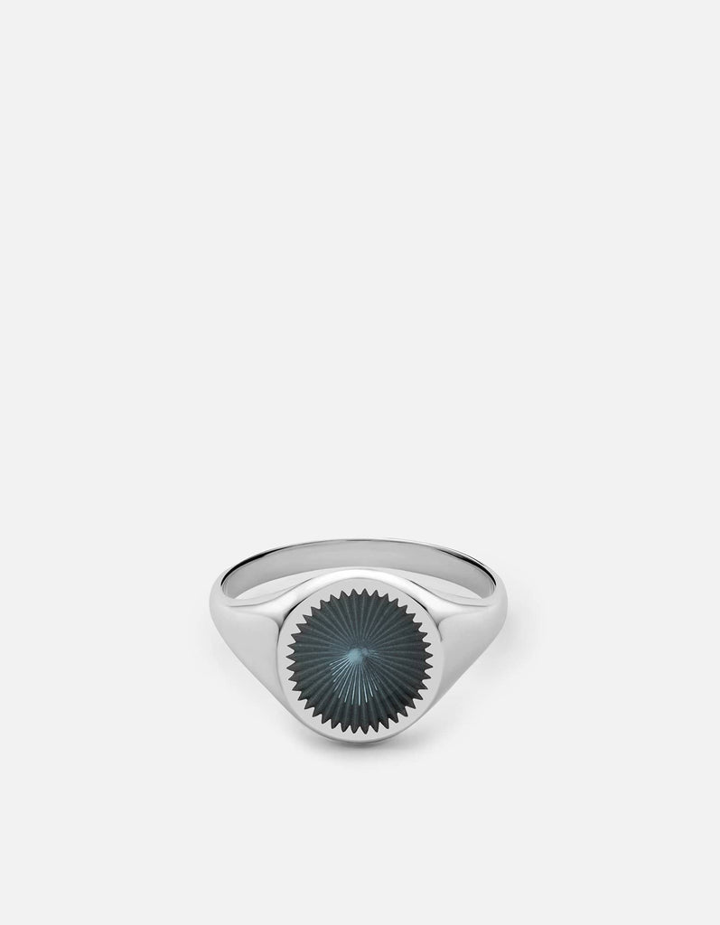 Miansai Rings Solar Signet Ring, Sterling Silver/Chalcedony Blue Chalcedony Blue / 9