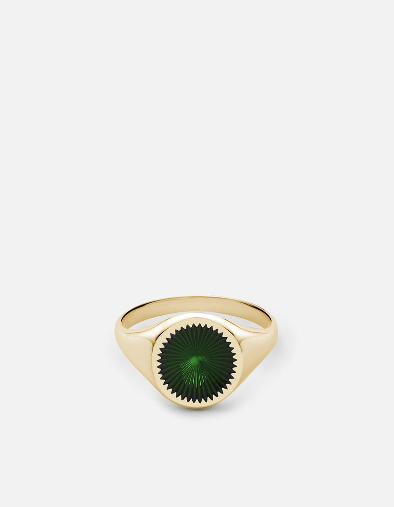 Miansai Rings Solar Signet Ring, Gold Vermeil/Jasper Green Jasper Green / 8