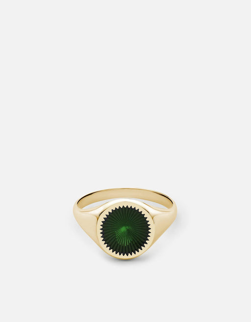 Miansai Rings Solar Signet Ring, Gold Vermeil/Jasper Green Jasper Green / 8