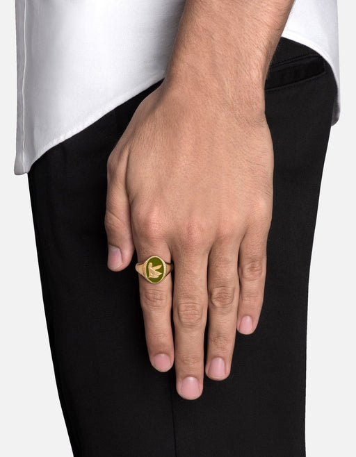 Miansai Rings Ma'at Ring, Gold Vermeil/Sage