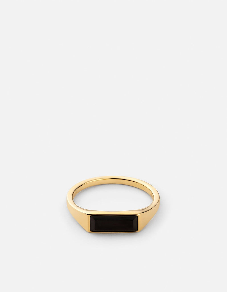 Miansai Rings Thin Lennox Onyx Ring, Gold Vermeil Black / 8