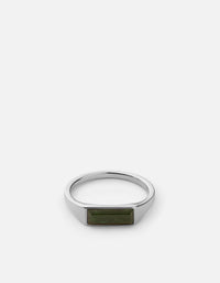 Miansai Rings Thin Lennox Jasper Ring, Sterling Silver Green / 8