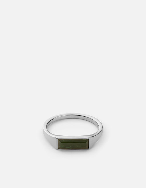 Miansai Rings Thin Lennox Jasper Ring, Sterling Silver Green / 8