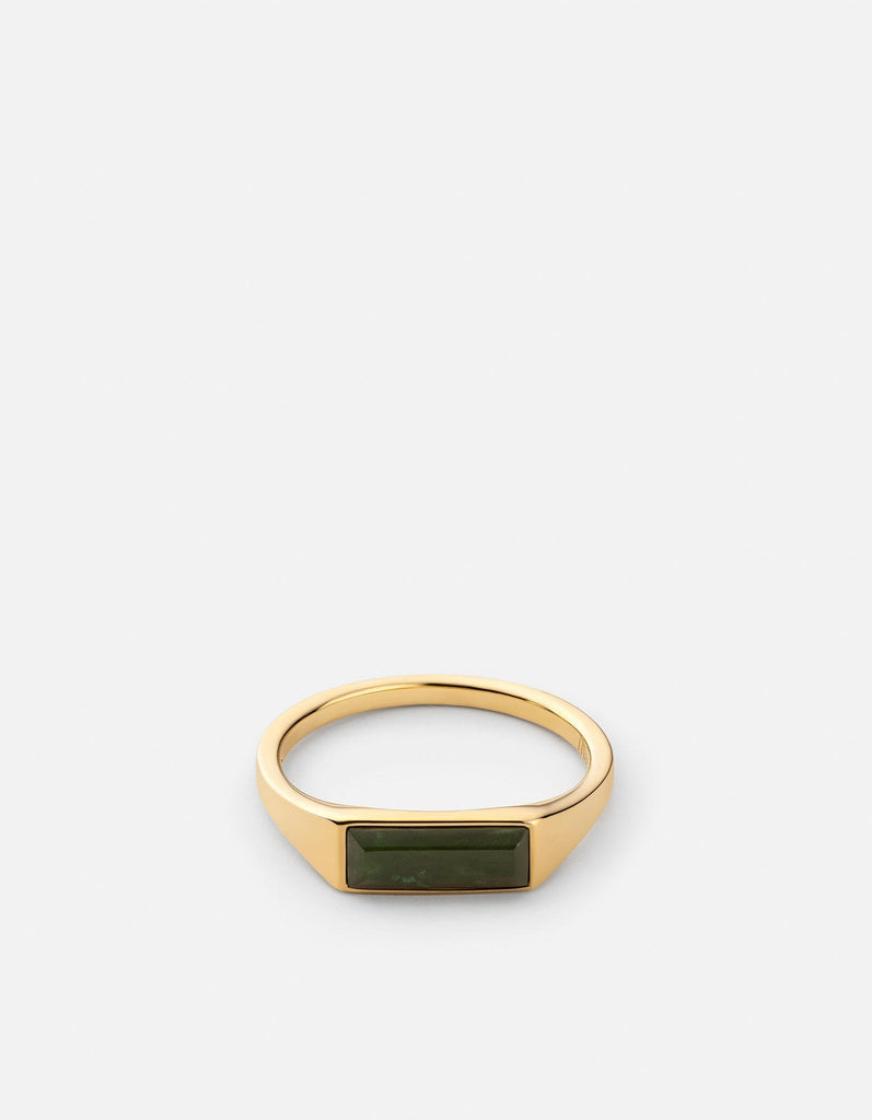 Miansai Rings Thin Lennox Jasper Ring, Gold Vermeil Green / 8