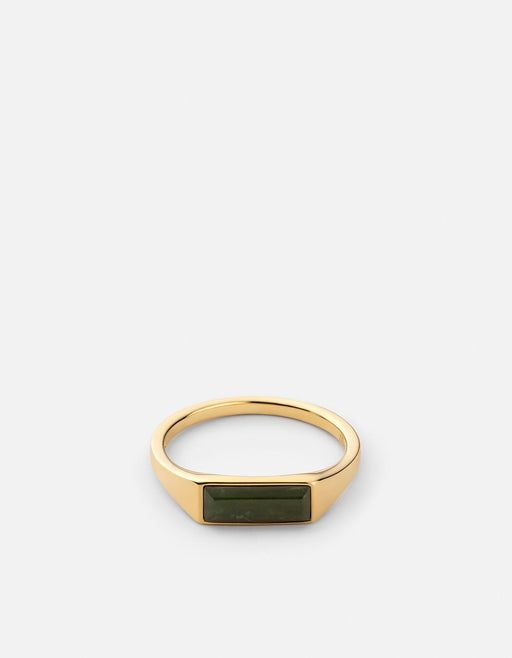 Miansai Rings Thin Lennox Jasper Ring, Gold Vermeil Green / 8