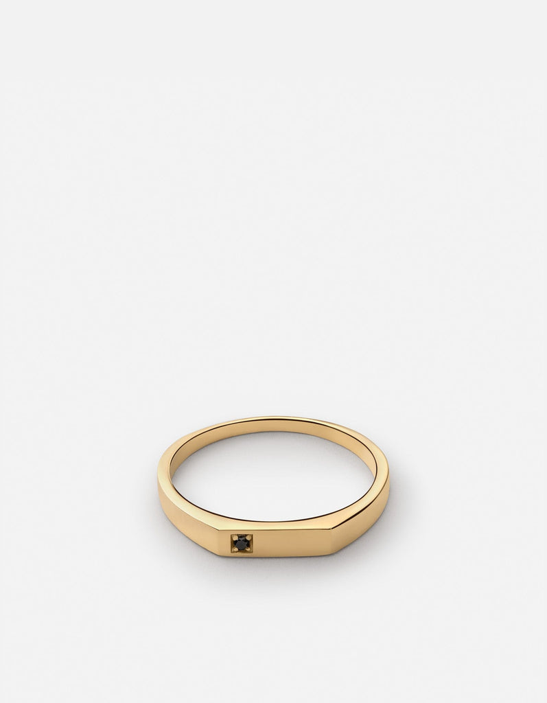 Miansai Rings Thin Geo Black Diamond Ring, Gold Vermeil Black / 8