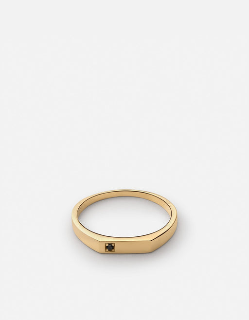 Miansai Rings Thin Geo Black Diamond Ring, Gold Vermeil Black / 8