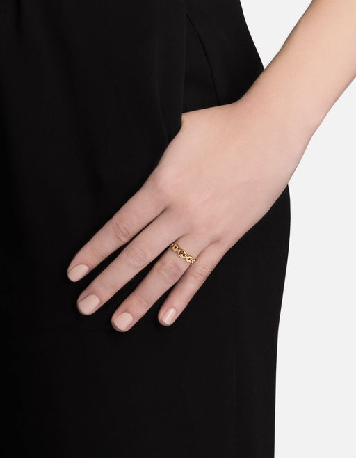 Miansai Rings Pyper Link Puff Ring, Gold Vermeil