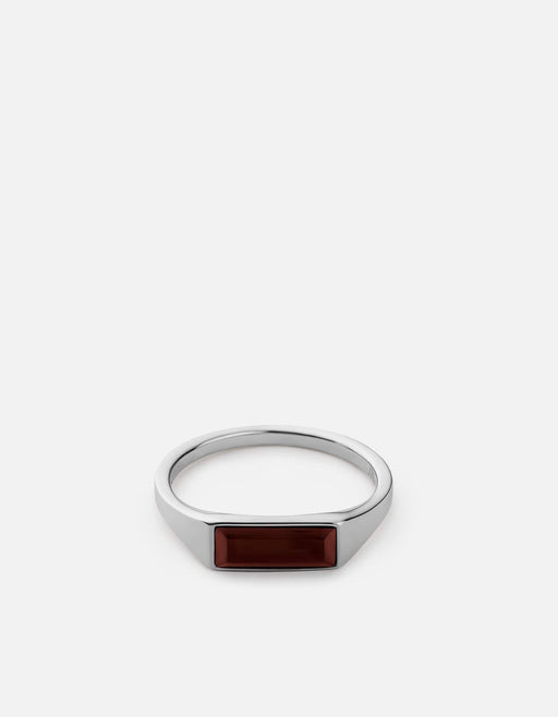 Miansai Rings Thin Lennox Agate Ring, Sterling Silver Red / 8
