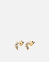 Miansai Earrings Angular Studs, 14k Gold Pavé Polished Gold/Pave / Pair