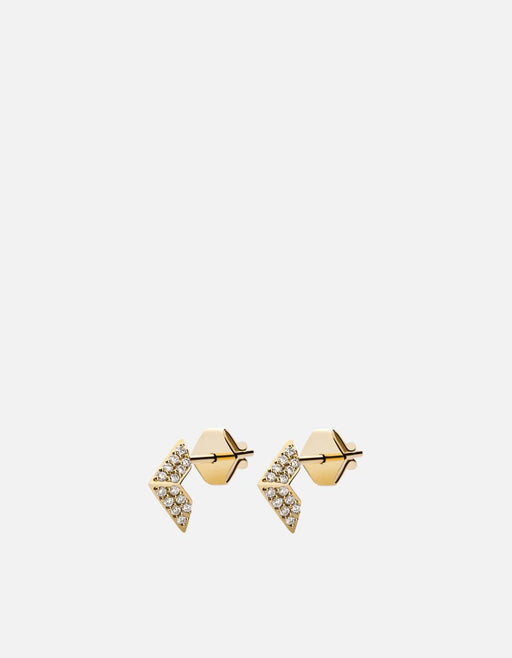 Miansai Earrings Angular Studs, 14k Gold Pavé Polished Gold/Pave / Pair