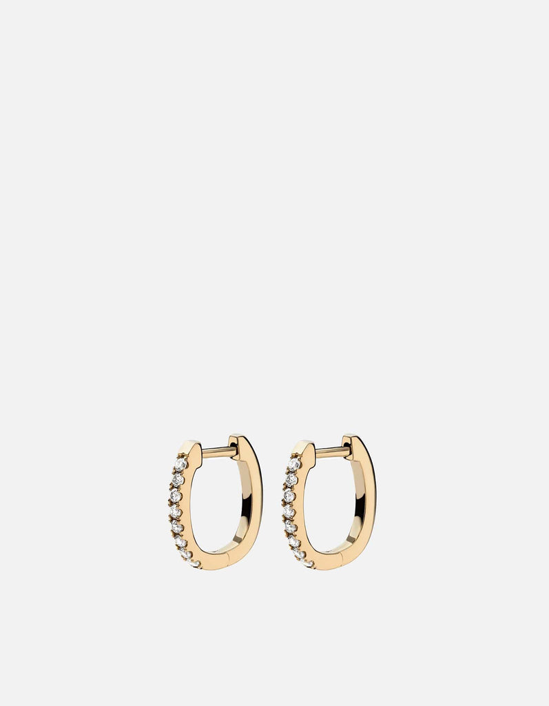 Miansai Earrings Linear Huggie Earrings, 14k Gold Pavé Polished Gold/Pave / Pair